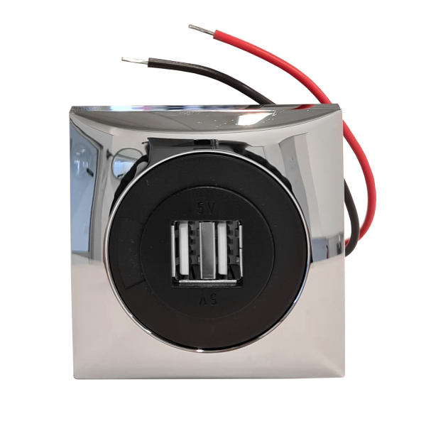 USB Uttag Berker 2x1A krom med ram