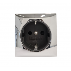 230V uttag Berker krom med ram