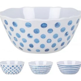 Melaminskål blå/vit 155mm