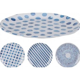 Melamintallrik blå/vit 27,5cm