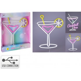 Väggdekor Cocktailglas neon 